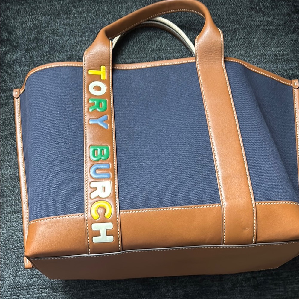 Tory Burch Brown and Blue Bag
